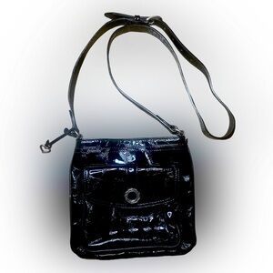 Y2K Vintage Brighton Sea Turtle Inner Circle Black Leather Wallet Crossbody Bag